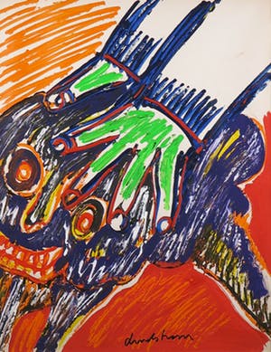 Bengt Lindstrom - Acryl op papier (op doek), Compositie met handen en dier - Ingelijst kopen? Bied vanaf 2000!