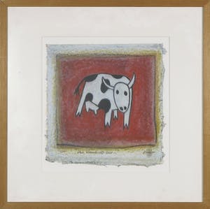 Hans Innemee - Zeefdruk, "The stand-up cow..." - Ingelijst kopen? Bied vanaf 1!