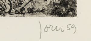 Asger Jorn - Ets en droge naald op handgeschept Japon, Friedhof der Maulwürfe - Ingelijst kopen? Bied vanaf 1!
