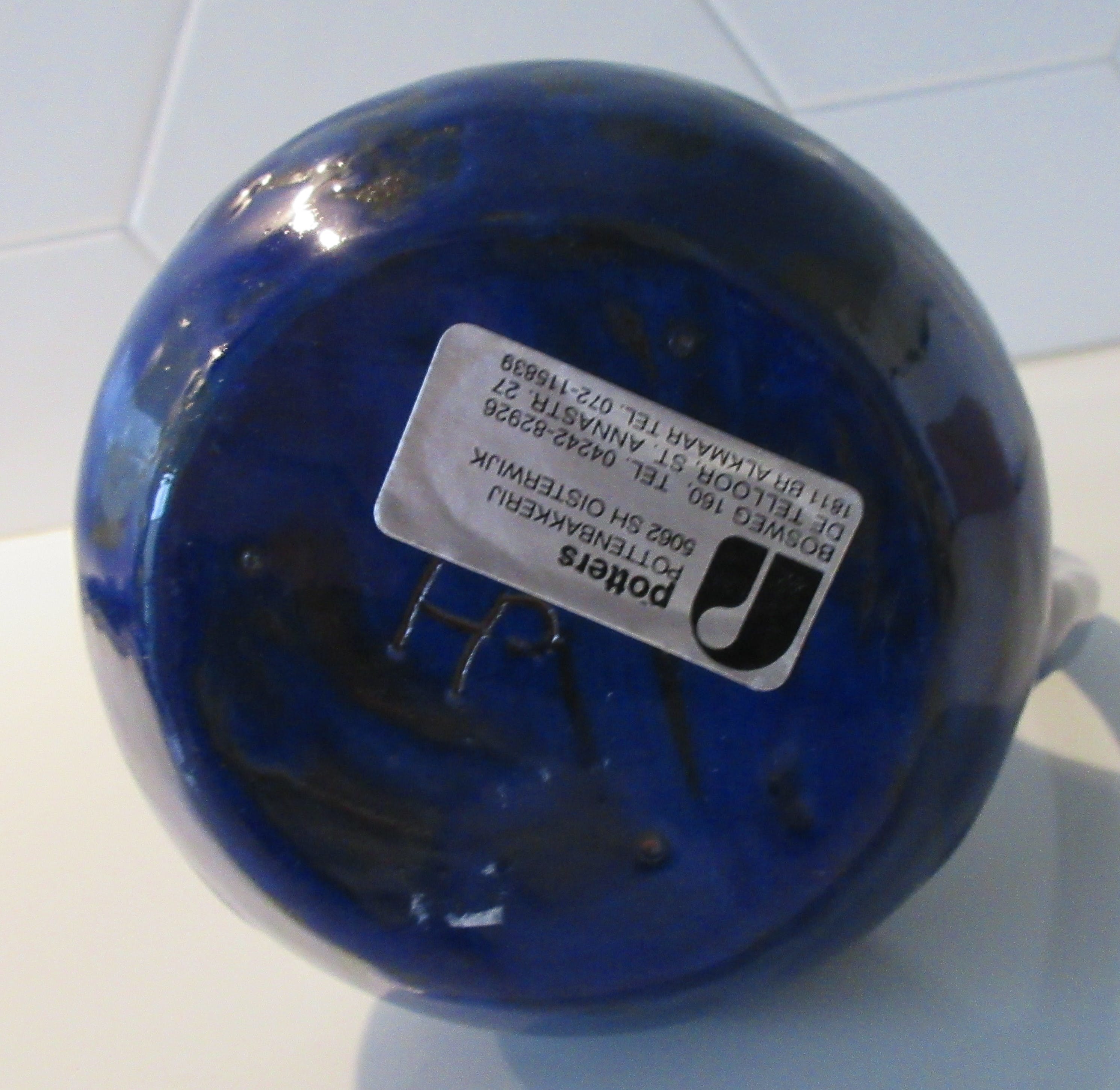 Henk Potters - Blauw kannetje met afbeelding vredesduif kopen? Bied vanaf 1!