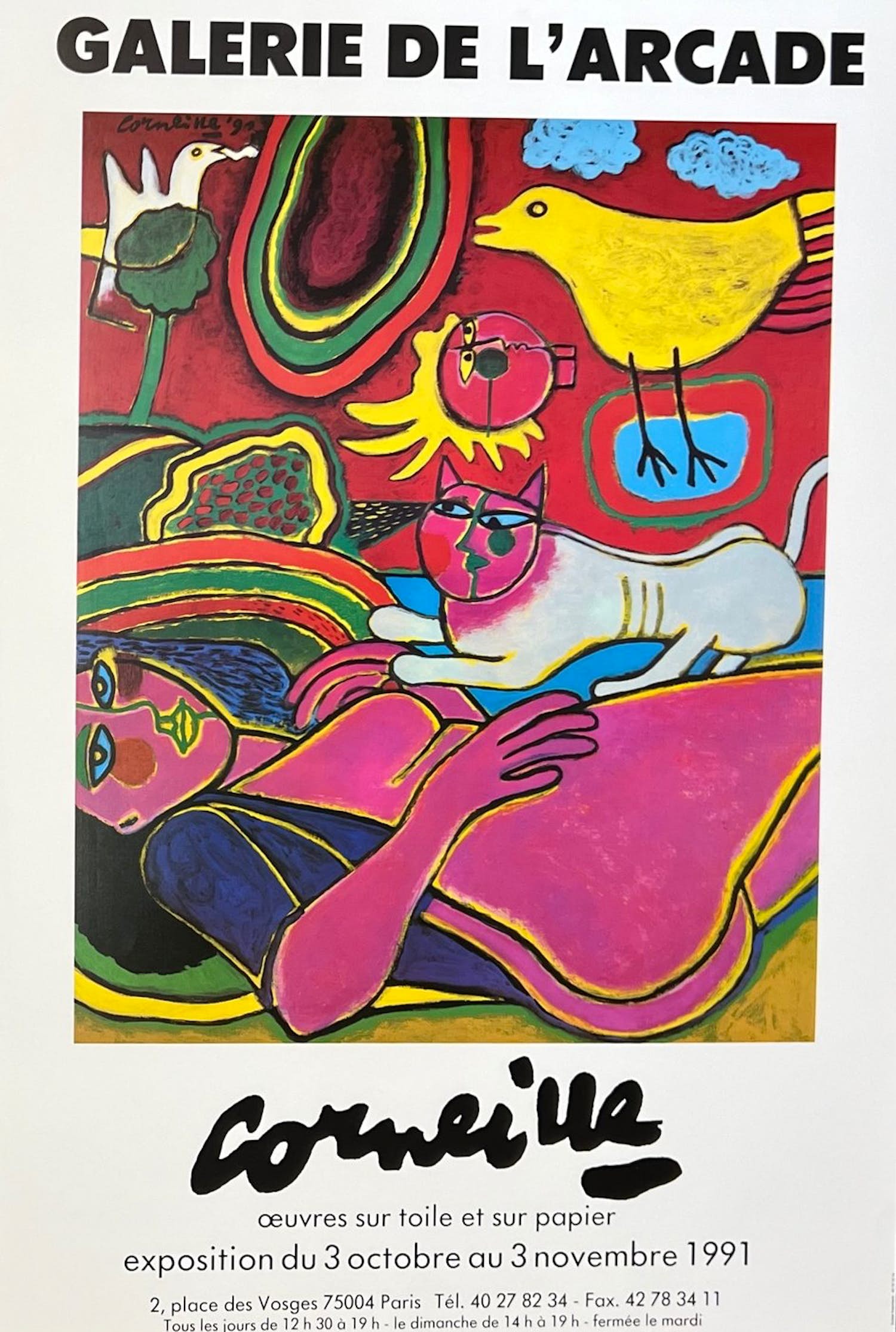 Corneille - Poster Galerie de l'Arcade Werken op doek en papier - 1991 kopen? Bied vanaf 1!