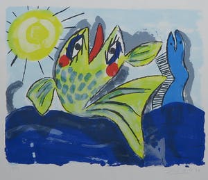 John Lie a Fo - Litho, Zonder titel - Ingelijst kopen? Bied vanaf 35!