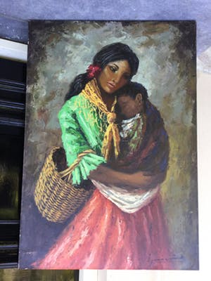 Niet of onleesbaar gesigneerd - C3605-5 - moeder met kind, spaanse dame kopen? Bied vanaf 10!