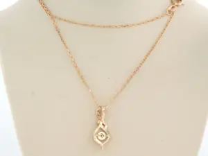 14k rood gouden collier met hanger bezet met briljant geslepen diamant - 45 cm kopen? Bied vanaf 160!