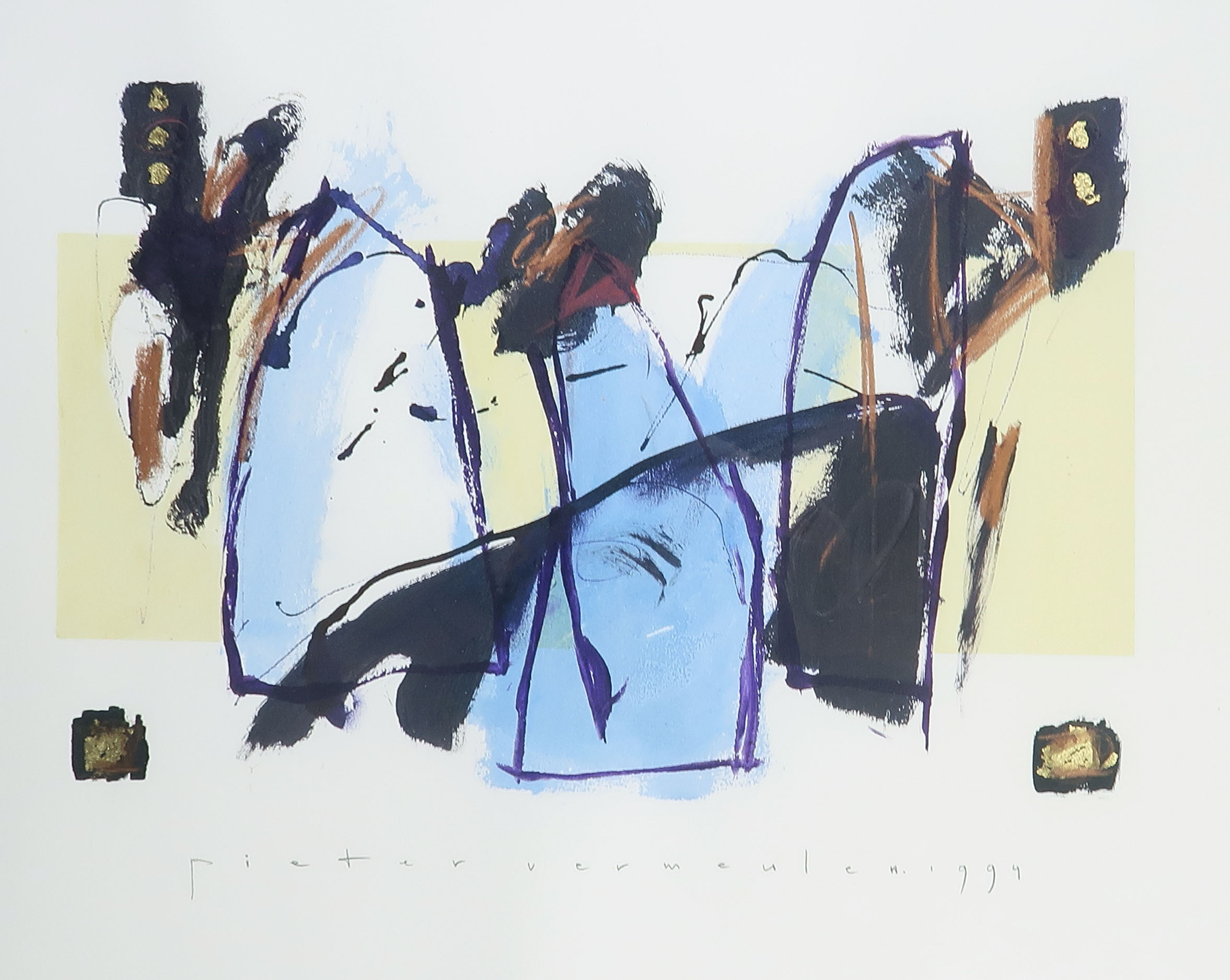 Pieter Vermeulen - Gemengde techniek op papier, Zonder titel - Ingelijst kopen? Bied vanaf 1!