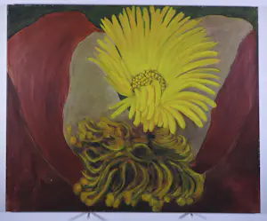 Klaasje Vroon - Olieverf op doek, Gele bloem kopen? Bied vanaf 50!