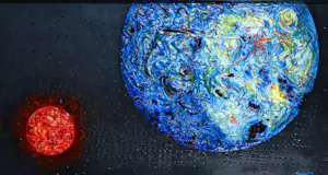 Pim Lenos - Olieverf op paneel, Compositie in blauw en rood - Ingelijst (Groot) kopen? Bied vanaf 400!