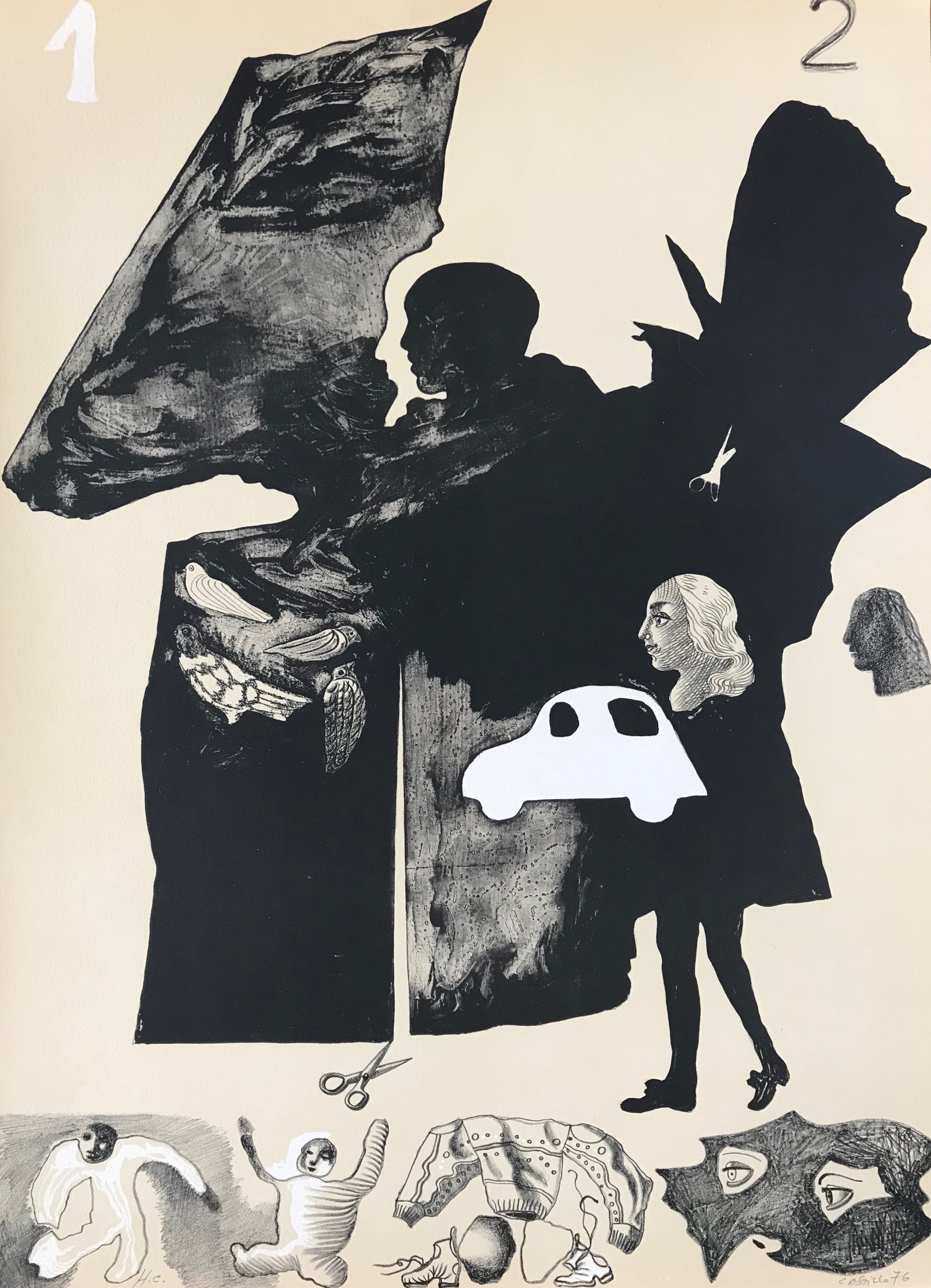 Jorge Jose Carmelo Castillo - Grote Gesigneerde Litho - Barcelona 1 bis - HC - 1976 verkocht voor € 155!