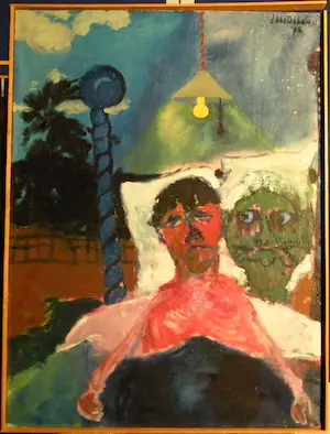 Ron Ekkelenkamp - ACRYL op doek - 'Jongen in Bed' - GROOT ingelijst - 62B kaufen? Bieten Sie von 1!