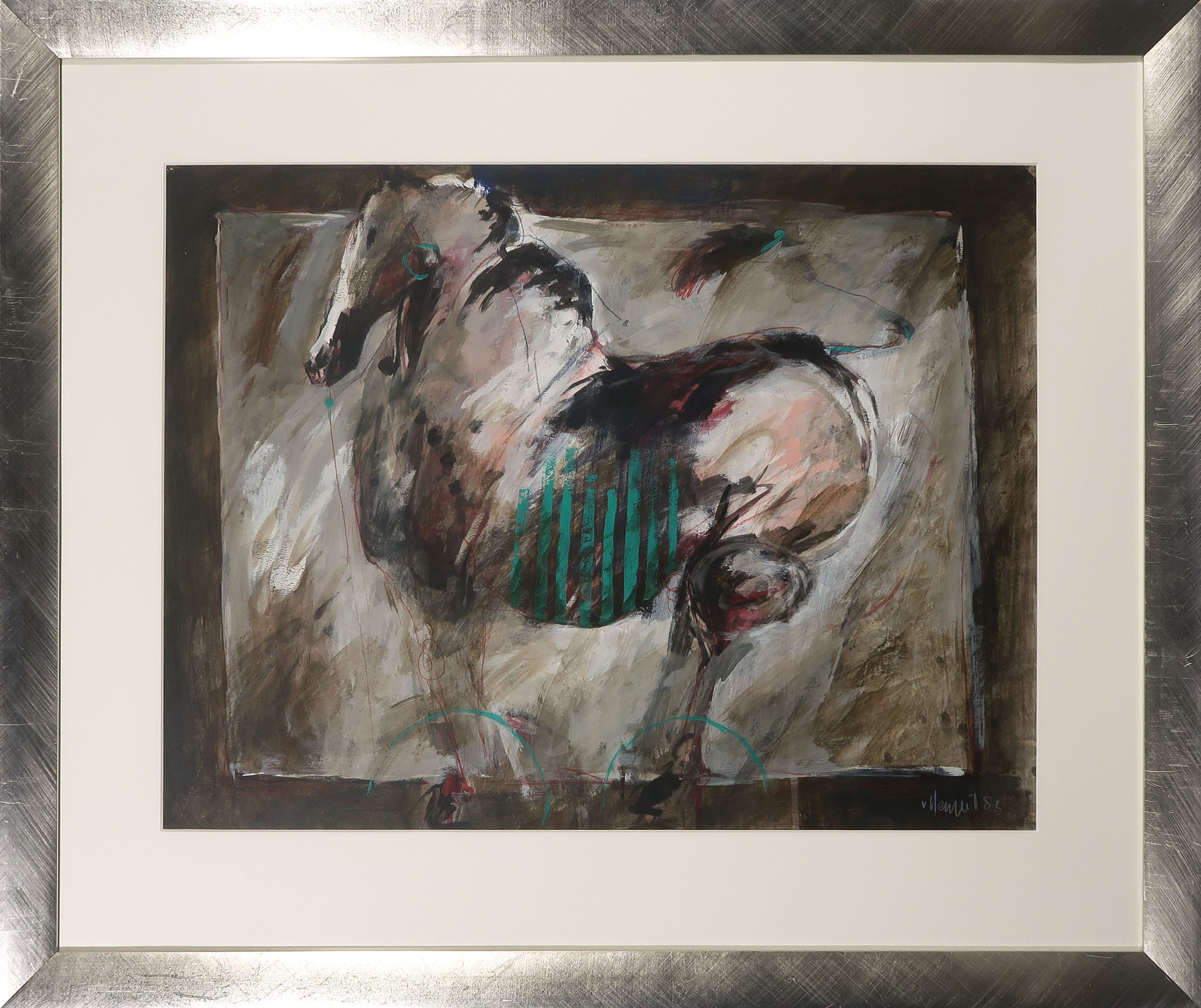 Evert van Hemert - Gouache op papier, Paard - Ingelijst kopen? Bied vanaf 20!