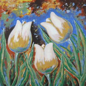 Roel Hofman - Zeefdruk, Tulpen - Ingelijst kopen? Bied vanaf 20!