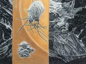 Rein van Briemen - "Vormdoorbreking" | surrealistische pasteltekening (1981) - ingelijst kopen? Bied vanaf 59!