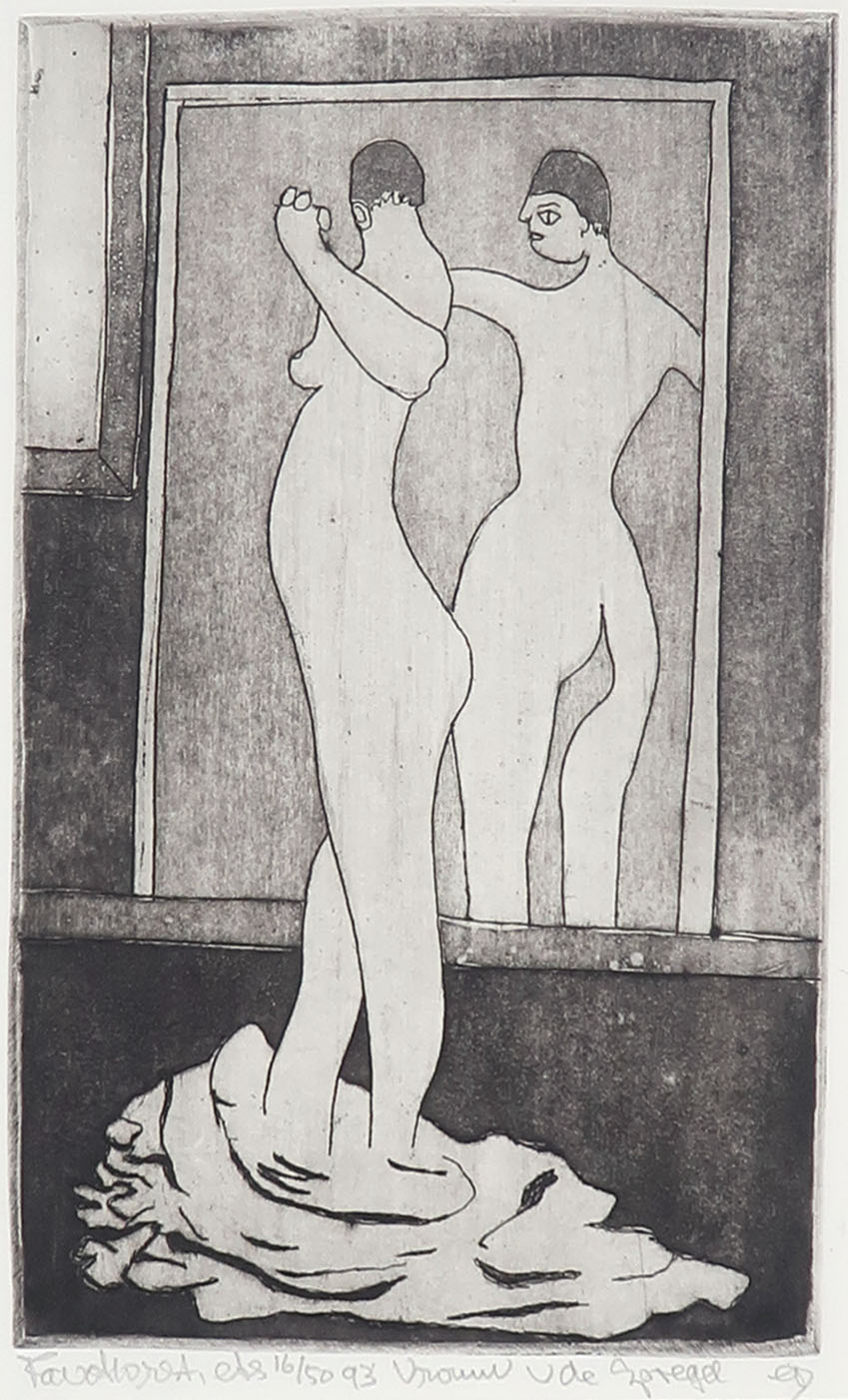 Frits Anton van der Horst - Ets, Vrouw voor de spiegel kopen? Bied vanaf 1!