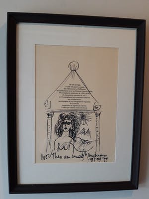 Corneille - tekening, gesigneerd, gedateerd en ingelijst kopen? Bied vanaf 200!