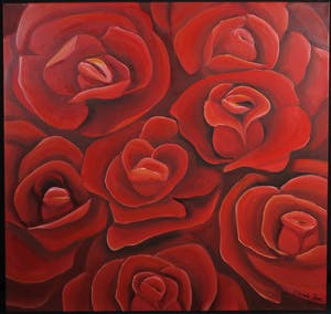 Gabriela Stroe - Olieverf op doek, Rode Roosjes (Groot) kopen? Bied vanaf 40!
