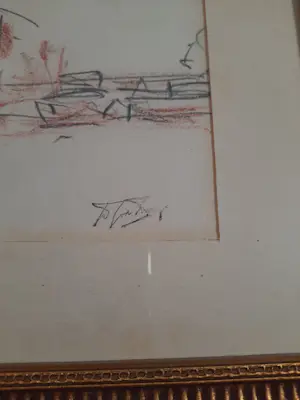 Douwe Jan van der Zweep - potlood tekening - vissersboten kopen? Bied vanaf 50!