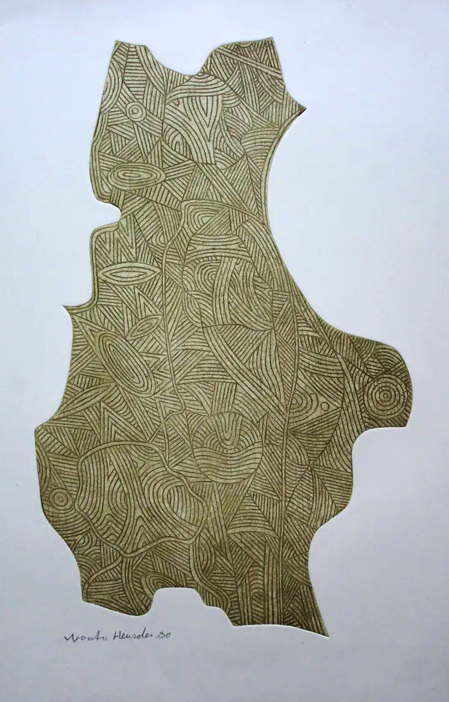 Wout van Heusden - ets - 1980 verkocht voor € 55!