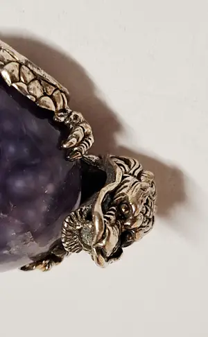 Nieuw zilveren Handgemaakte 925 zilveren Chinese draak met lavendel druivenagaat kopen? Bied vanaf 75!
