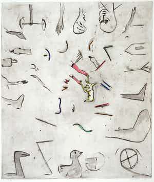 Henk Visch - Handgekleurde ets, Het menselijk mandelen verkocht voor € 1!