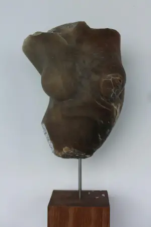 Angelo Moyano - Sculptuur van natuursteen / albast op houten sokkel, Vrouwentorso kopen? Bied vanaf 1200!