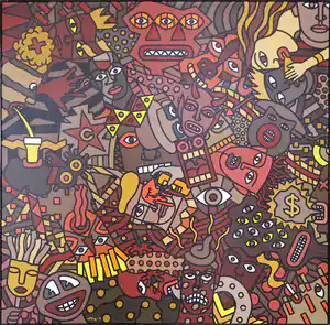 Paul Pasman - Acryl op doek, Golden Brown/Puking Pils - Ingelijst (Zeer groot) verkauft für € 420!
