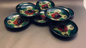 Plateelbakkerij Zuid-Holland - Zeldzame set (8x) Antiek Gouds Plateel – PZH – Schilder Aaltje Kraan kopen? Bied vanaf 40!