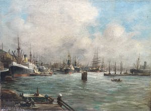 Carl August Streefkerk - C596, Havengezicht te Rotterdam kopen? Bied vanaf 150!