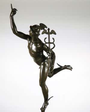 Brons (Onbekend) - Groot indrukwekkend bronzen beeld van Mercurius/Hermes verkocht voor € 1!