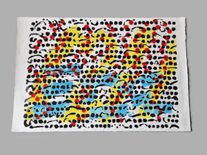 Jef Diederen - grote Lino in blauw geel en rood "Krekels 2A" - kleine oplage (45) - ptldgesign. kaufen? Bieten Sie von 100!