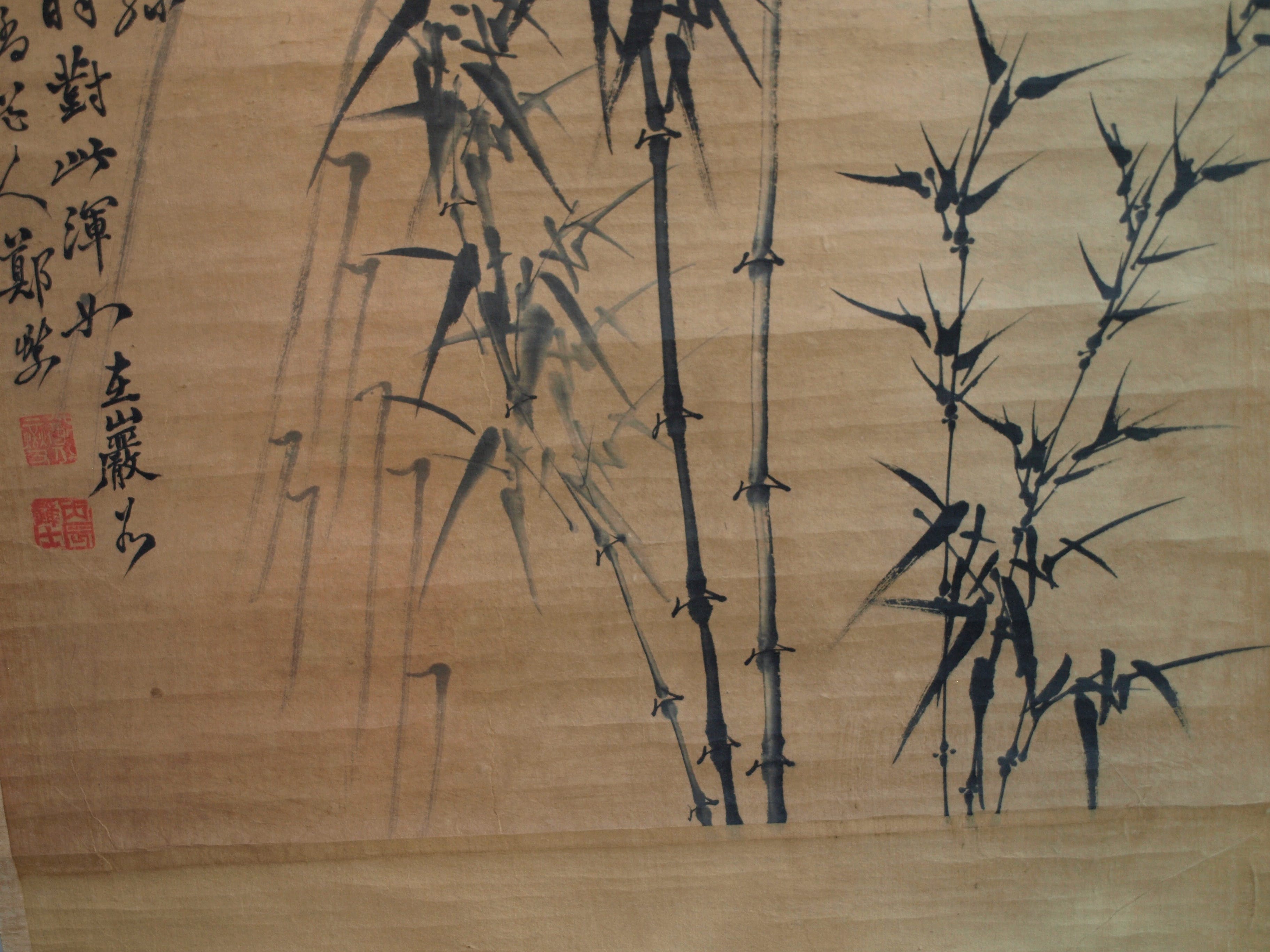 Niet of onleesbaar gesigneerd - Japanse of Chinese scroll, Riet - Inkt op papier, opgerold op houten stok kopen? Bied vanaf 1!