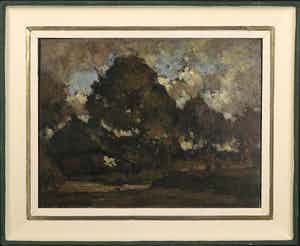 Herman Ansingh - Olieverf op paneel, Landschap - Ingelijst verkocht voor € 100!