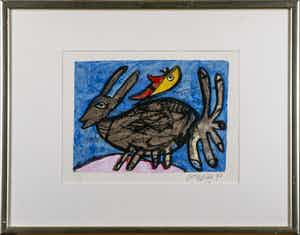 Corneille - Zeefdruk,Dieren- Ingelijst verkocht voor € 160!