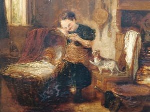 Niet of onleesbaar gesigneerd - Vrouw aan wieg. kopen? Bied vanaf 1!