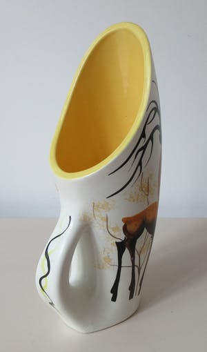 Vallauris Keramiek - Grote amorfe vaas decor herten - Atelier Jacques Fonck kopen? Bied vanaf 42!