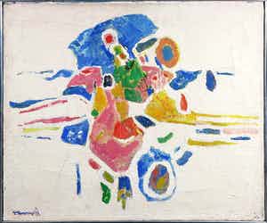 Joop Kropff - Olieverf op doek, Compositie - Ingelijst verkocht voor € 100!