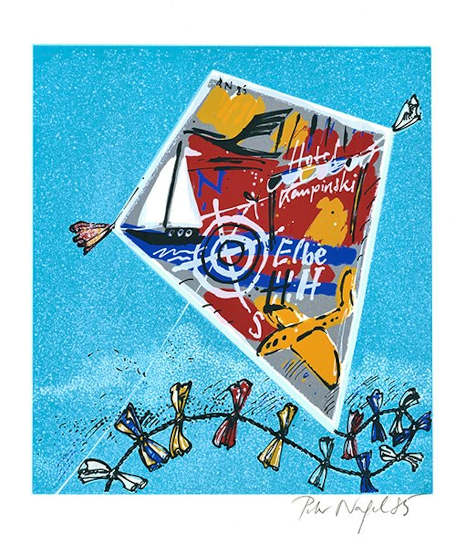 Peter Nagel - Kleurenzeefdruk DE VLIEGER Handgesign. kopen? Bied vanaf 29!