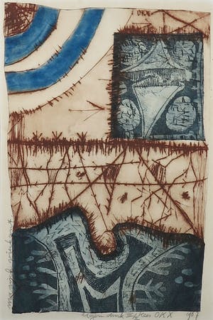 Kees Okx - Kleurenets, Magisch vierkant - Ingelijst kopen? Bied vanaf 60!