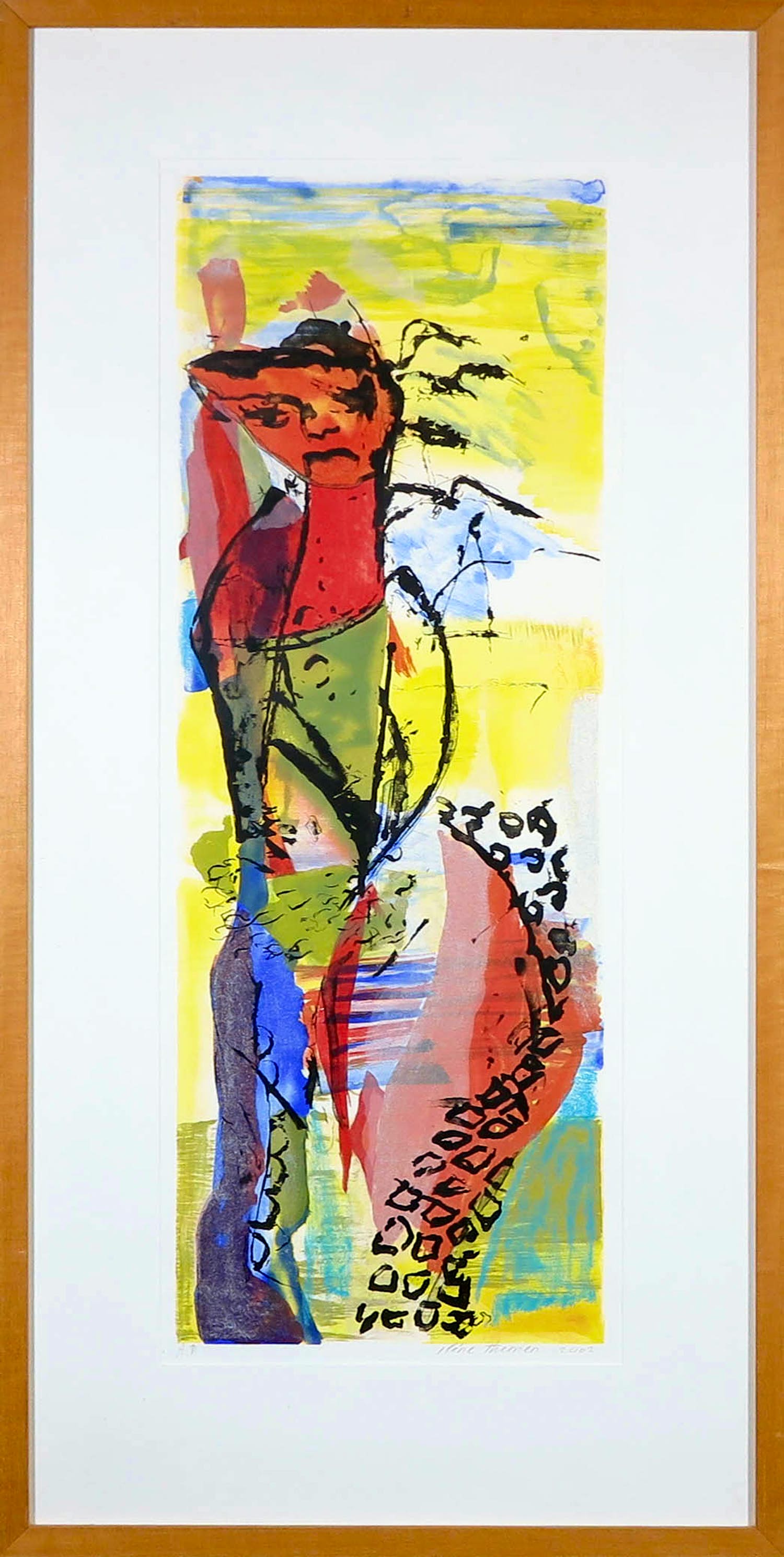 Ilene Themen - Zeefdruk, Figure Scape II - Ingelijst verkocht voor € 50!