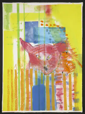 Harry Mertens - Gemengde techniek (krijt, gouache), Red Cat kopen? Bied vanaf 1!