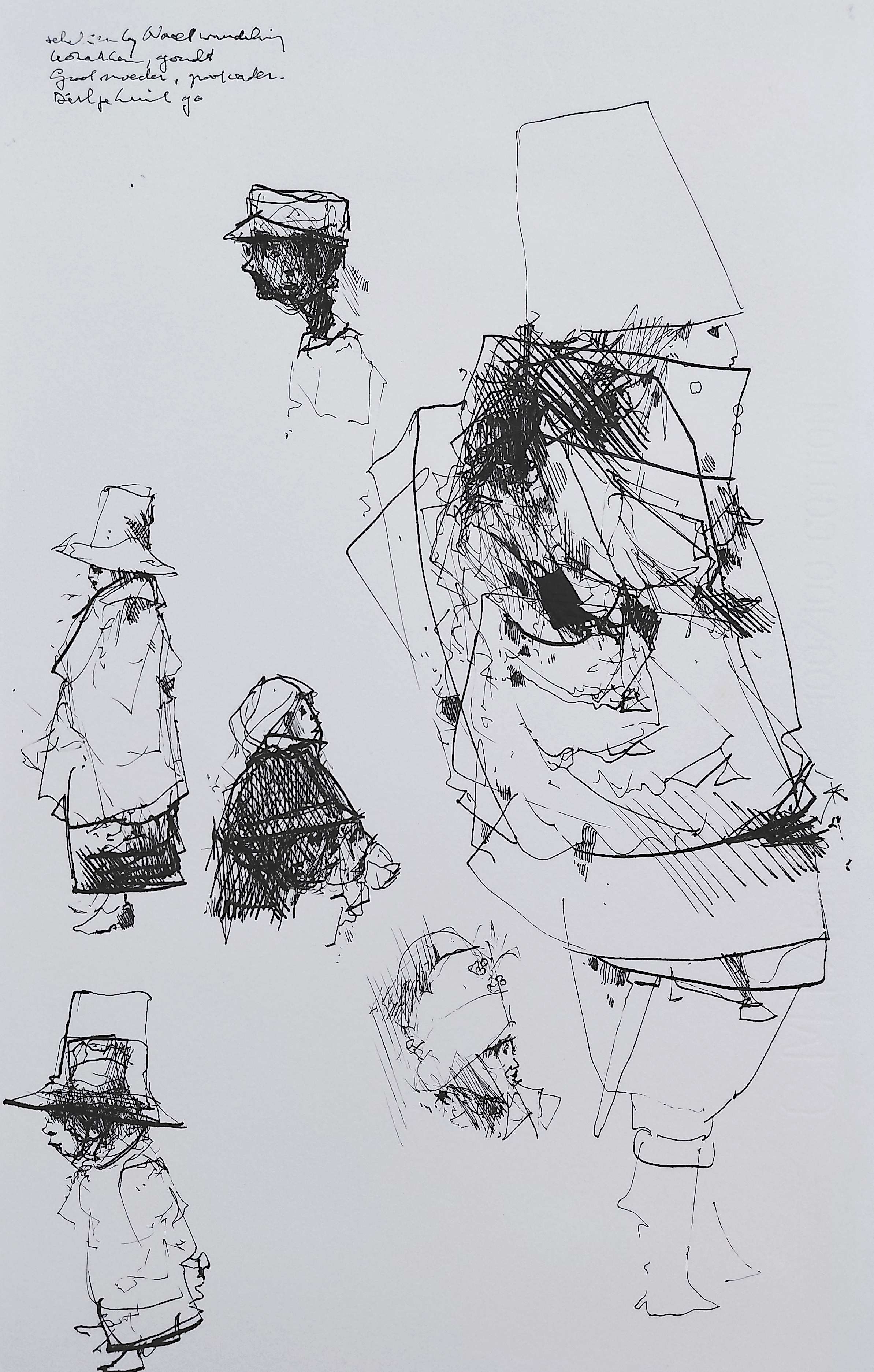 Dirkje Kuik - Nachtwandeling kozakken, inkttekening kopen? Bied vanaf 150!
