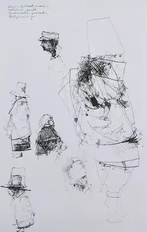 Dirkje Kuik - Nachtwandeling kozakken, inkttekening kaufen? Bieten Sie von 150!