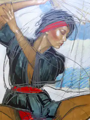 Nico Vrielink - SENSUELE VROUW / KLEURZEEFDRUK / 76x54cm / SIG vendu pour 75€ !