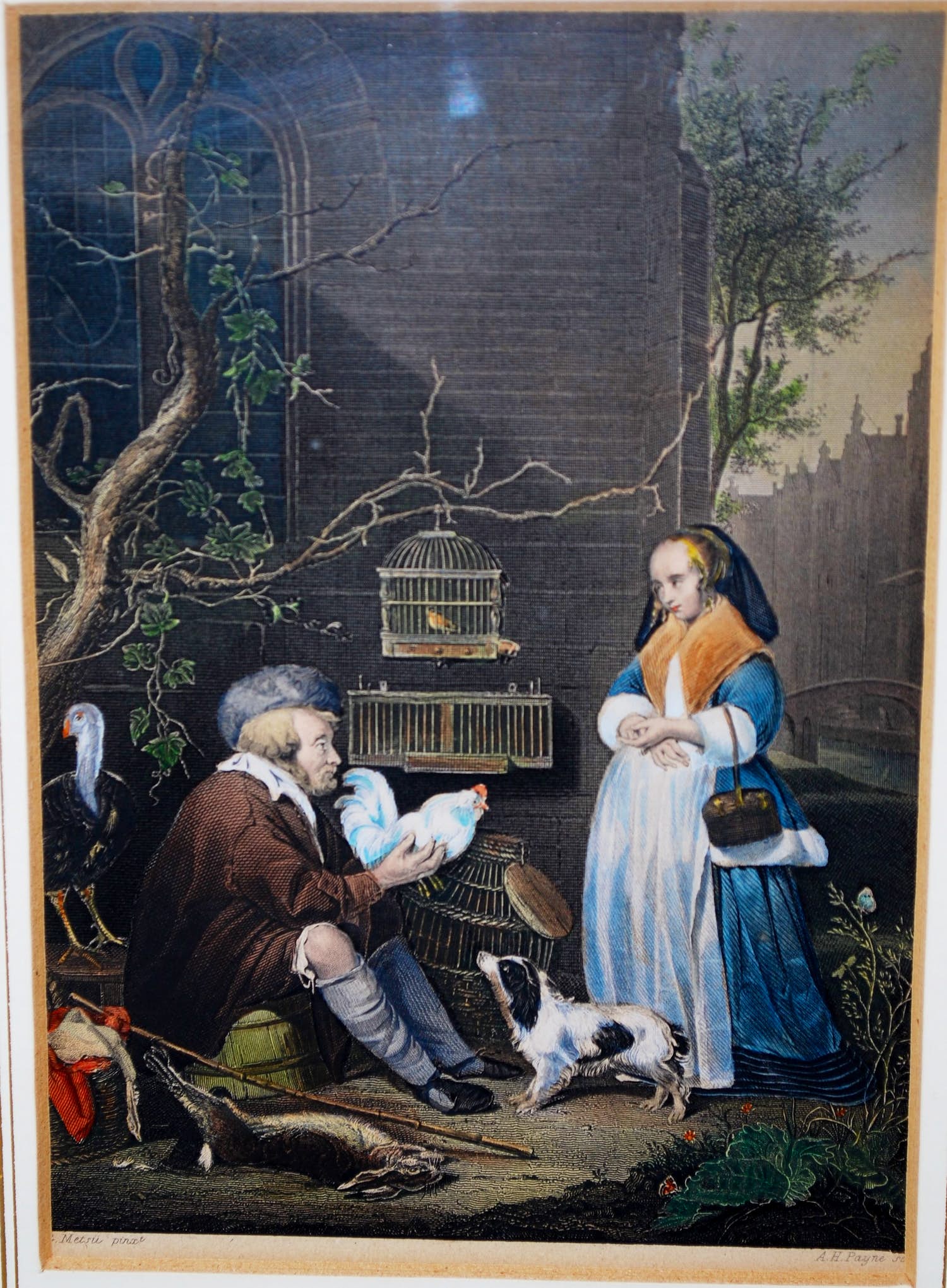 Albert Henry Payne - Pluimveeverkoper, naar Gabriël Metsu - staalgravure in kleur kopen? Bied vanaf 10!