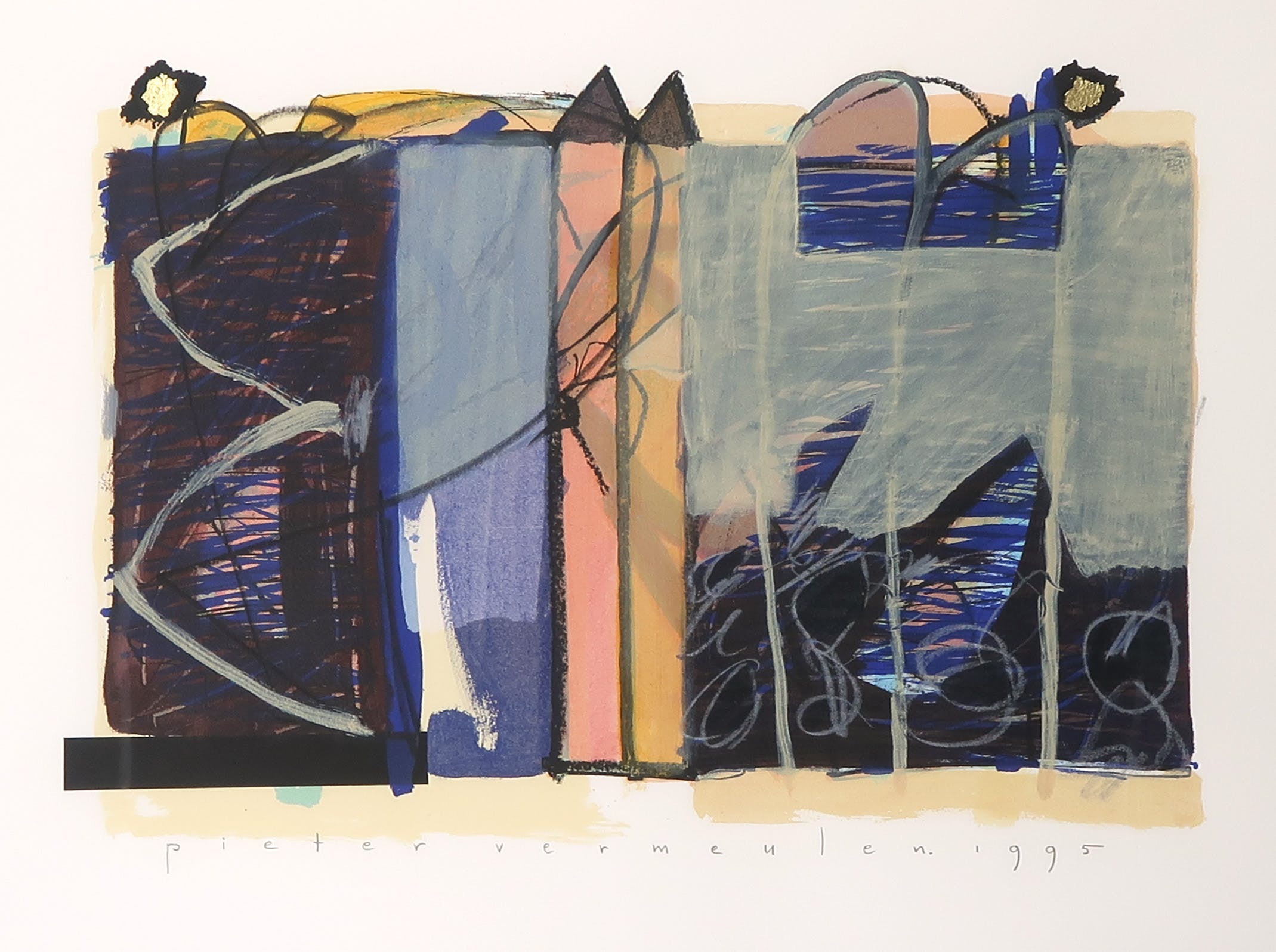 Pieter Vermeulen - Gemengde techniek op papier, Zonder titel - Ingelijst kopen? Bied vanaf 1!