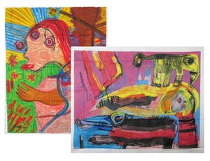 Geert Vrijdag - + Lotti van der Gaag, Lot van twee zeefdrukken op katoenzijde kopen? Bied vanaf 50!