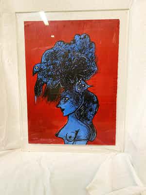 Corneille - Femme Bleu: Rouge verkocht voor € 250!