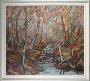 Hans Willems - Olieverf op doek, Boslandschap - Ingelijst (Groot) kopen? Bied vanaf 70!