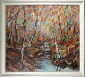 Hans Willems - Olieverf op doek, Boslandschap - Ingelijst (Groot) verkocht voor € 70!