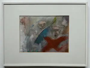 Piet Vermeulen - gemengde techniek op papier | 'Protest' (INGELIJST) kopen? Bied vanaf 10!