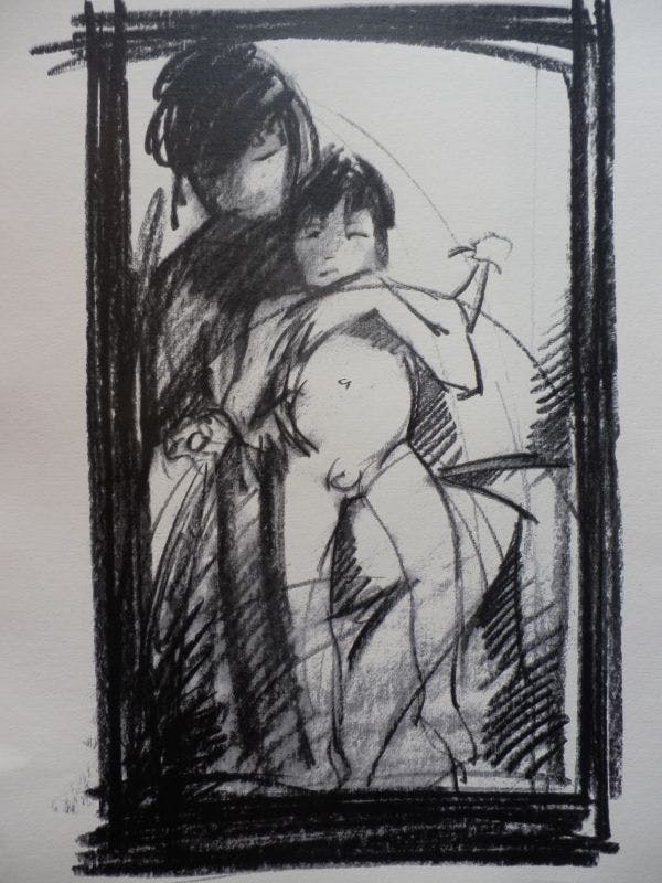 Nico Vrielink - Zeefdruk MOEDER en KIND Handgesigneerd verkocht voor € 165!